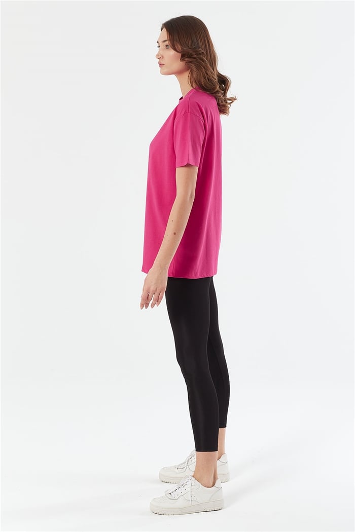 Avrile Bisiklet Yaka Basic Uzun T-shirt  FUŞYA  A22-10531