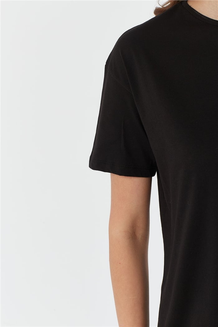 Avrile Bisiklet Yaka Basic Uzun T-shirt  SİYAH  A22-10531