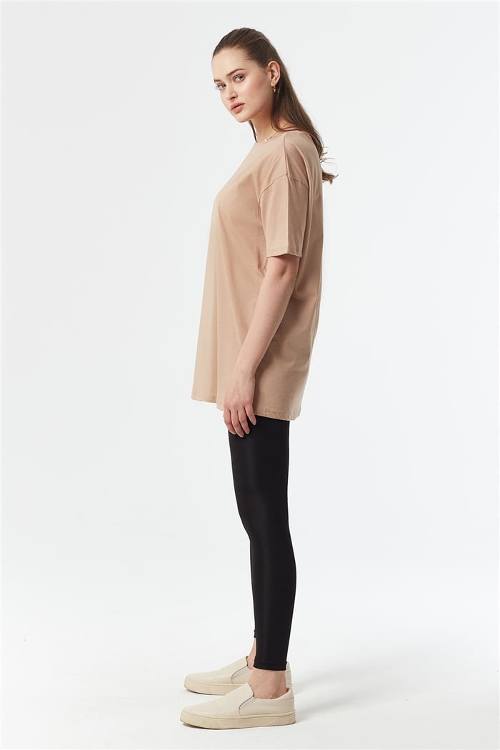 Avrile Bisiklet Yaka Basic Uzun T-shirt  BEJ  A22-10531
