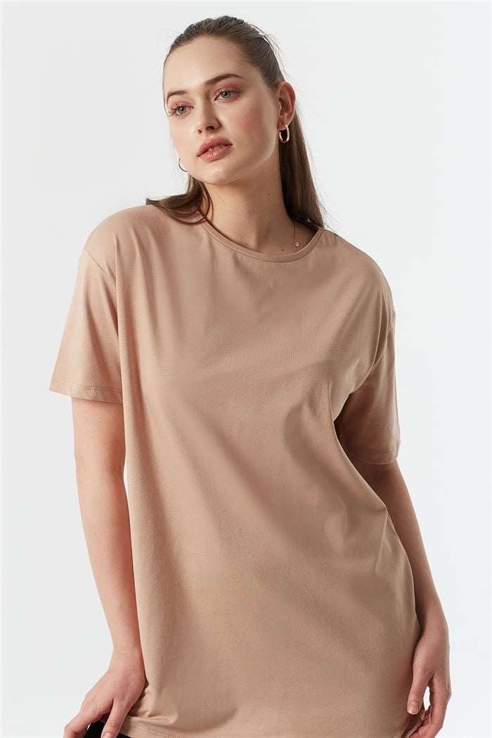 Avrile Bisiklet Yaka Basic Uzun T-shirt  BEJ  A22-10531
