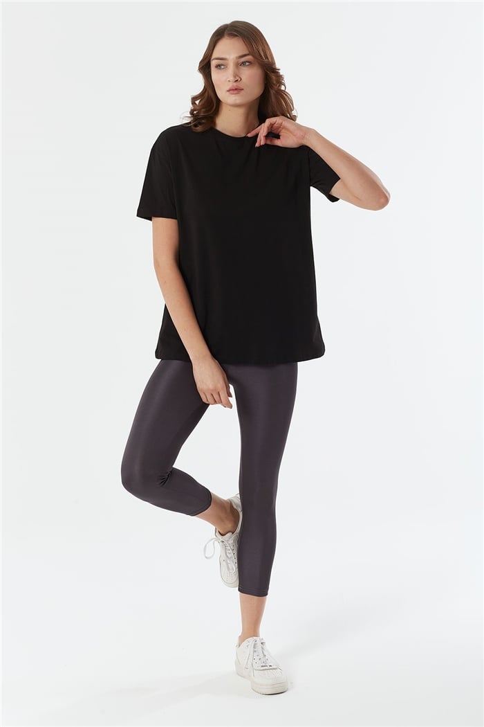Avrile Bisiklet Yaka Basic Uzun T-shirt  SİYAH  A22-10531