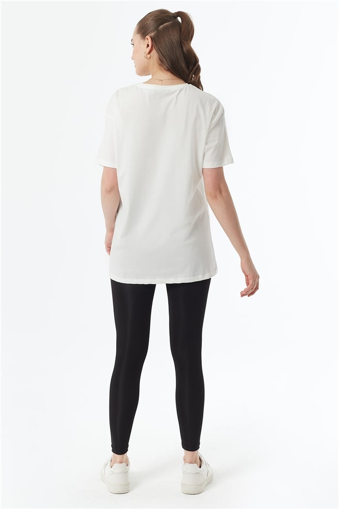 Avrile Bisiklet Yaka Basic Uzun T-shirt  EKRU  A22-10531