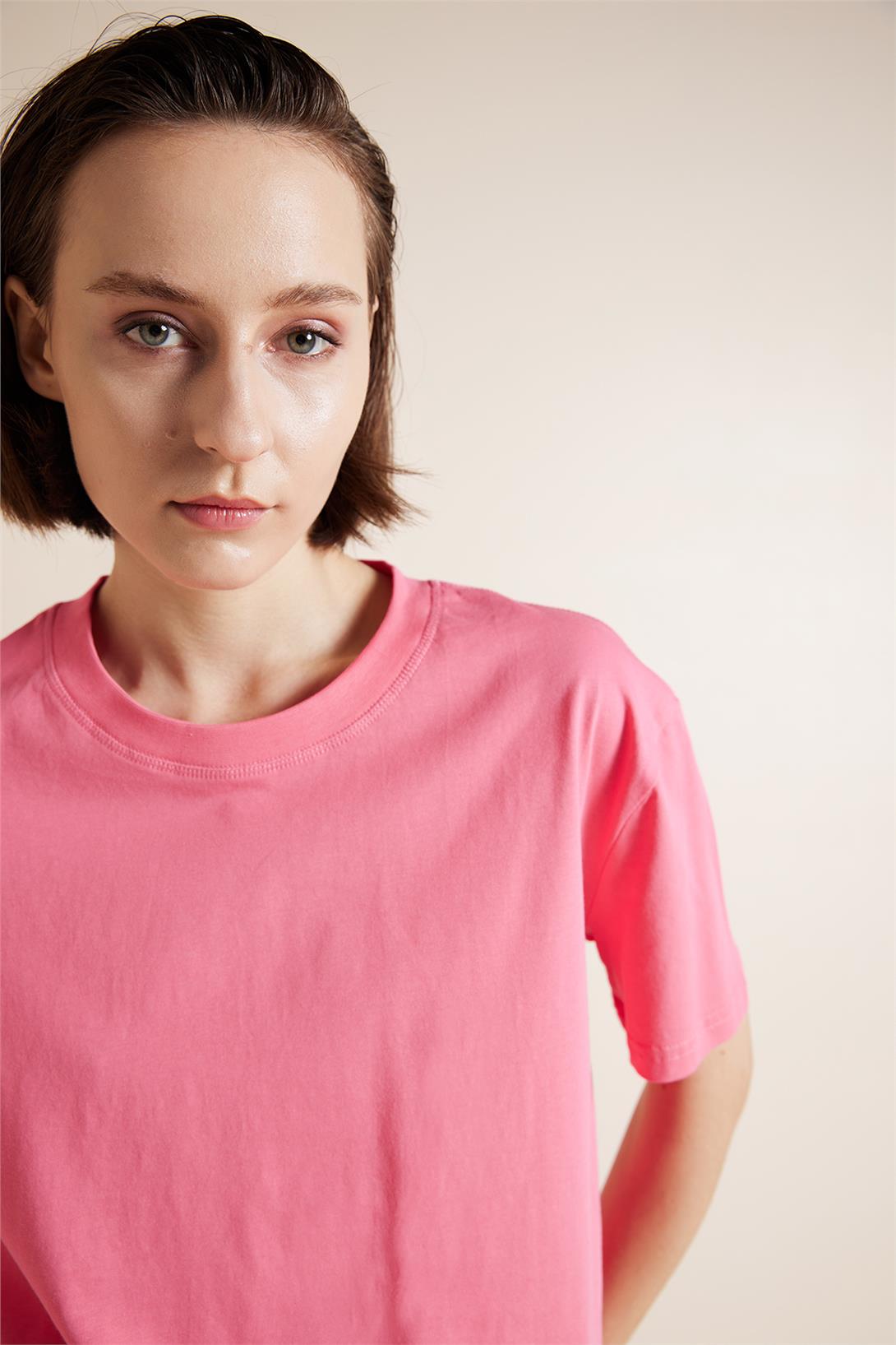 Avrile  BİSİKLET YAKA KISA KOLLU T-SHIRT PEMBE A25-10341