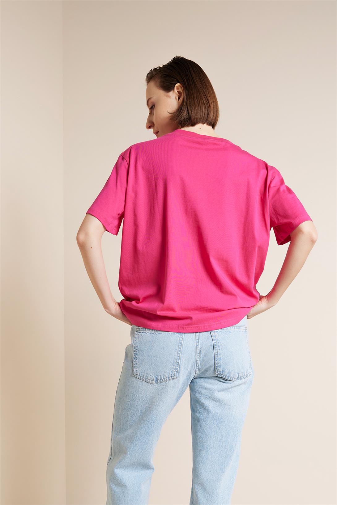 Avrile  BİSİKLET YAKA KISA KOLLU T-SHIRT FUŞYA A25-10341
