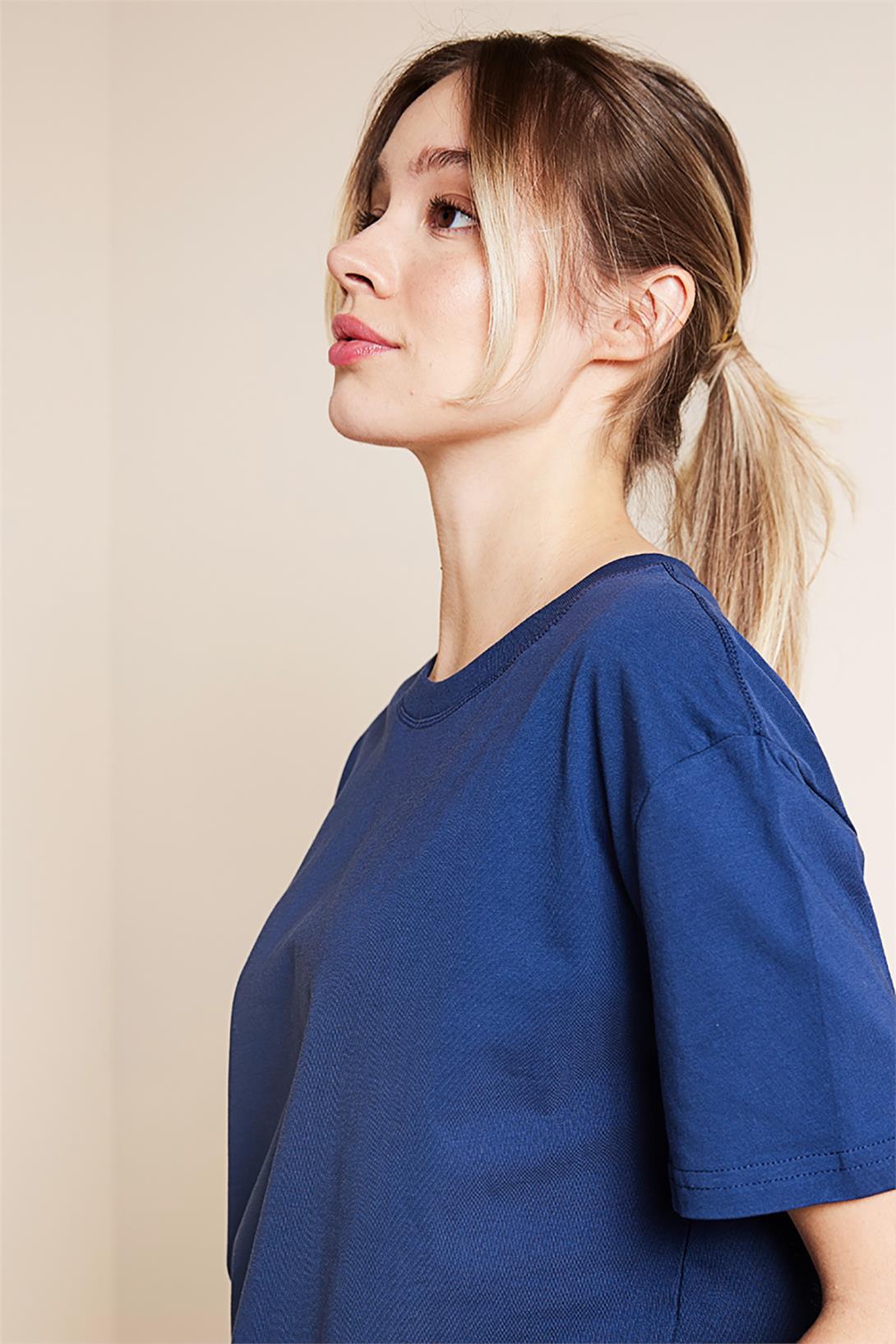 Avrile  BİSİKLET YAKA KISA KOLLU T-SHIRT İNDİGO A25-10341