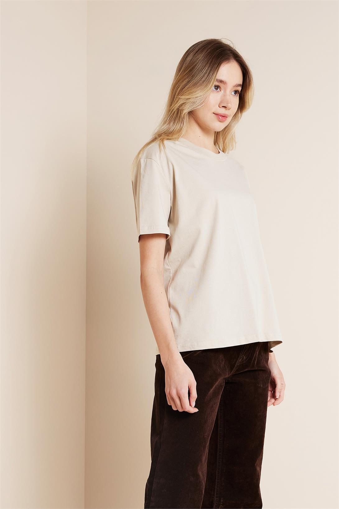 Avrile  BİSİKLET YAKA KISA KOLLU T-SHIRT BEJ A25-10341