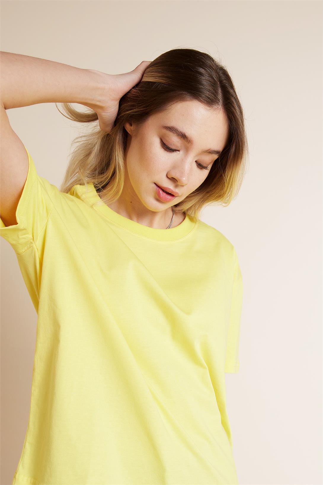 Avrile  BİSİKLET YAKA KISA KOLLU T-SHIRT SARI A25-10341