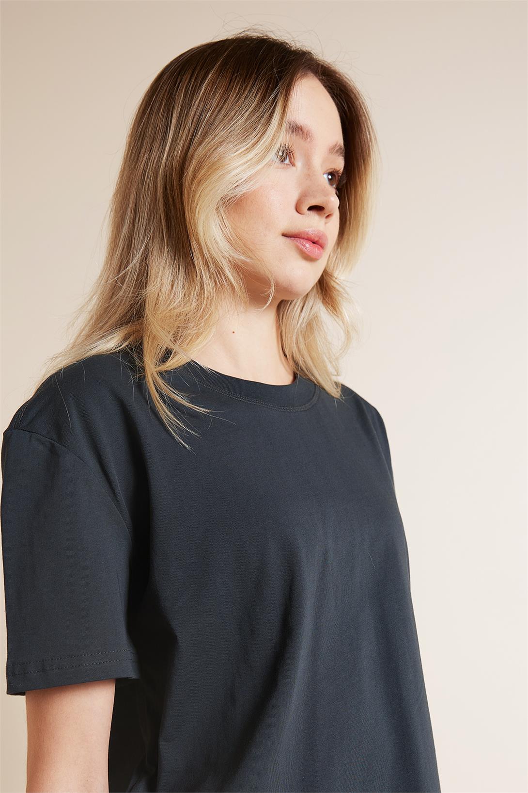 Avrile  BİSİKLET YAKA KISA KOLLU T-SHIRT ANTRASİT A25-10341