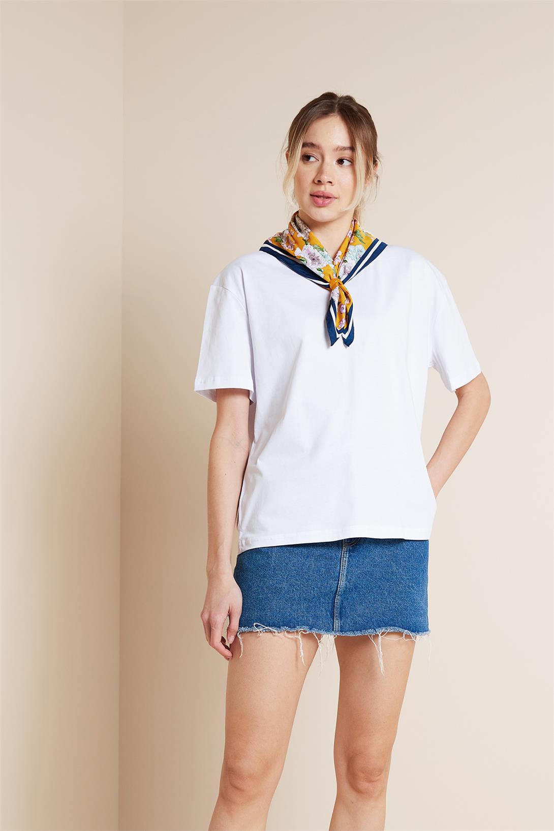 Avrile  BİSİKLET YAKA KISA KOLLU T-SHIRT BEYAZ A25-10341