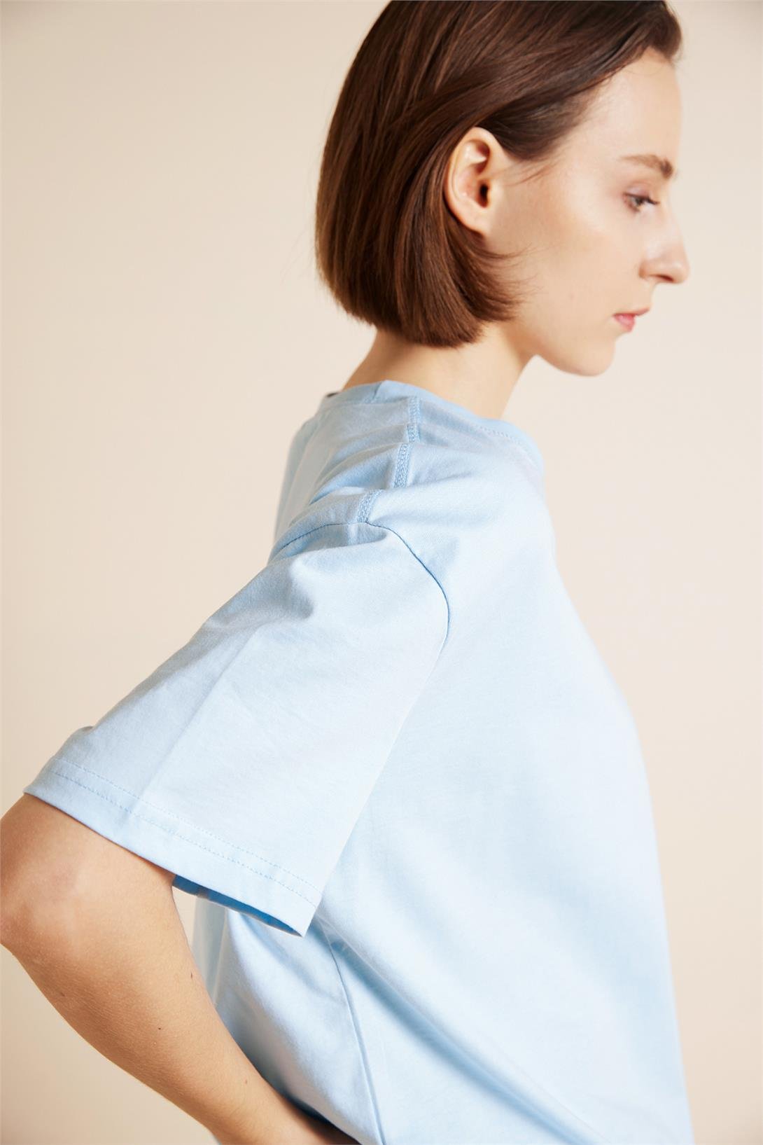Avrile  BİSİKLET YAKA KISA KOLLU T-SHIRT AÇIK MAVİ A25-10341