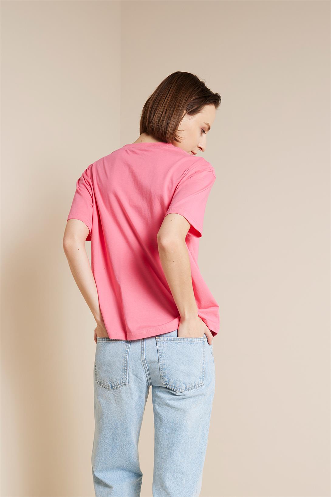 Avrile  BİSİKLET YAKA KISA KOLLU T-SHIRT PEMBE A25-10341