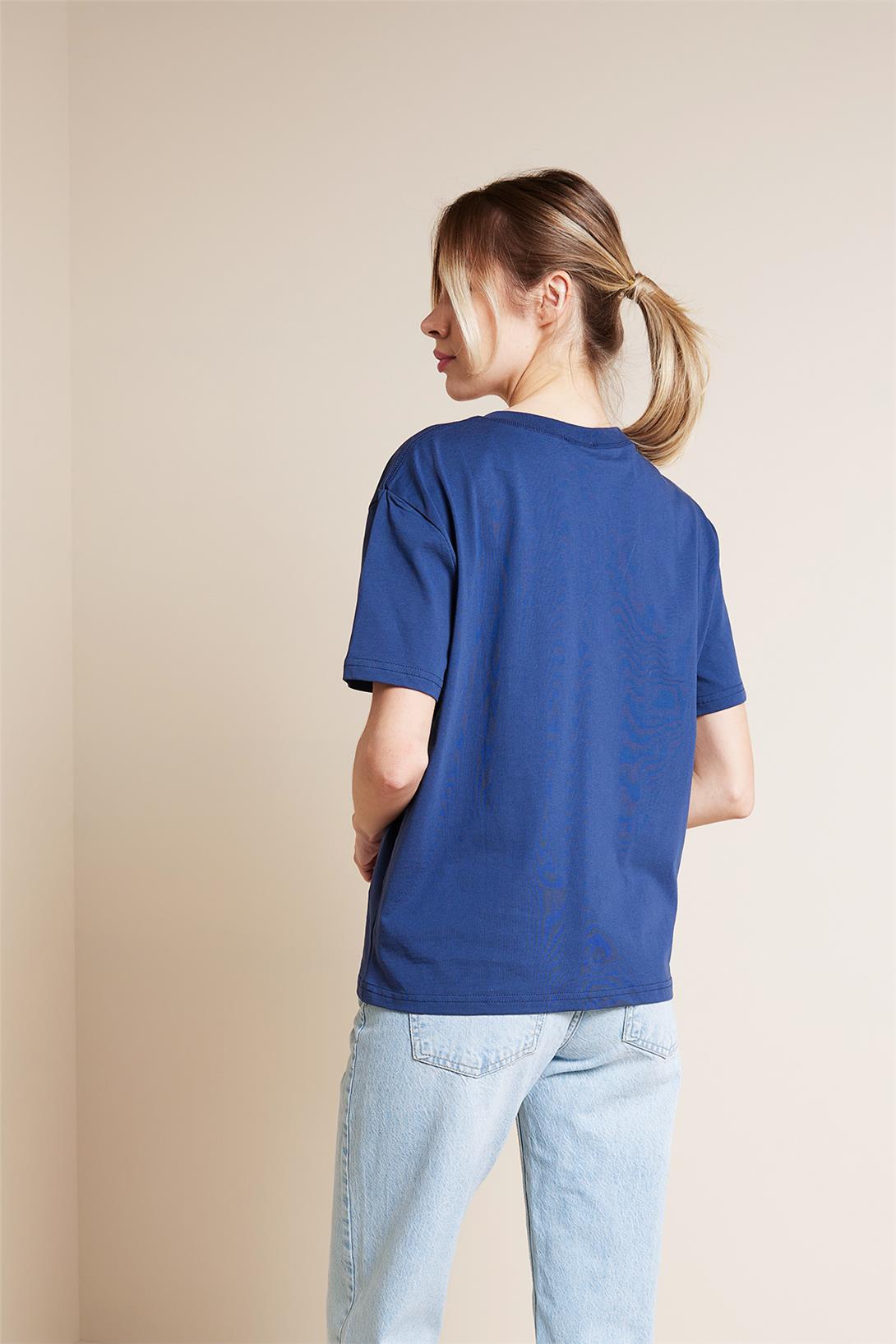 Avrile  BİSİKLET YAKA KISA KOLLU T-SHIRT İNDİGO A25-10341
