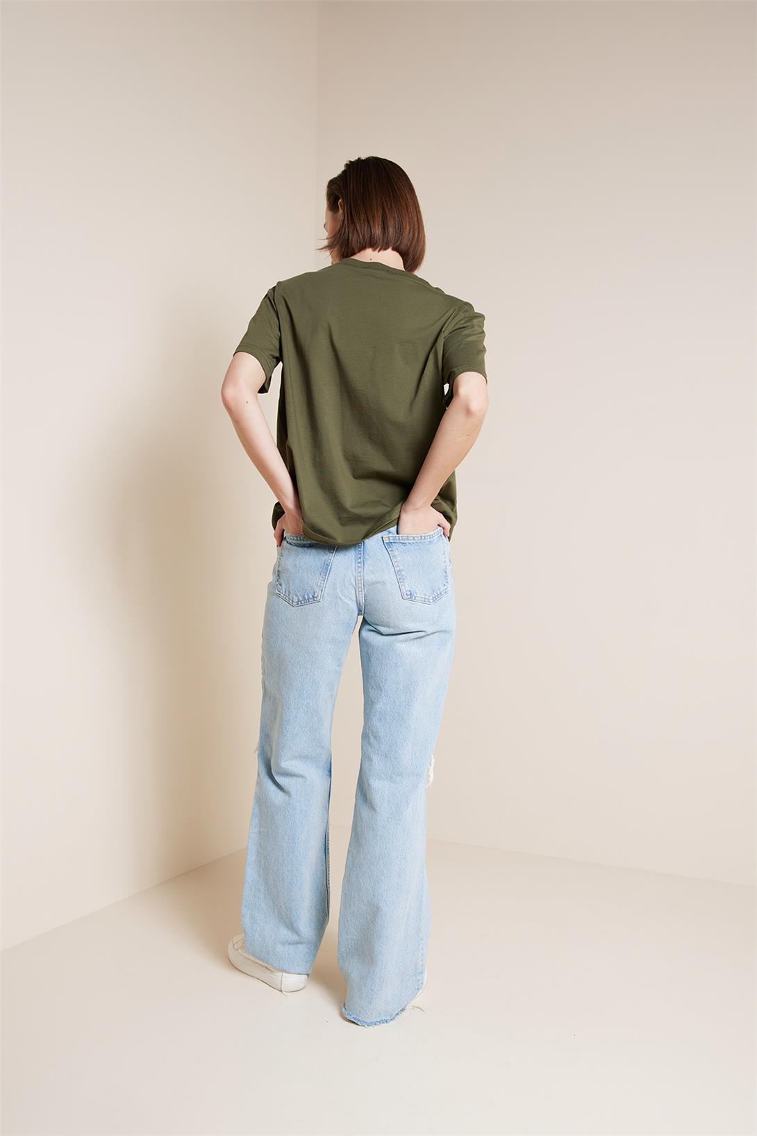 Avrile  BİSİKLET YAKA KISA KOLLU T-SHIRT HAKİ A25-10341