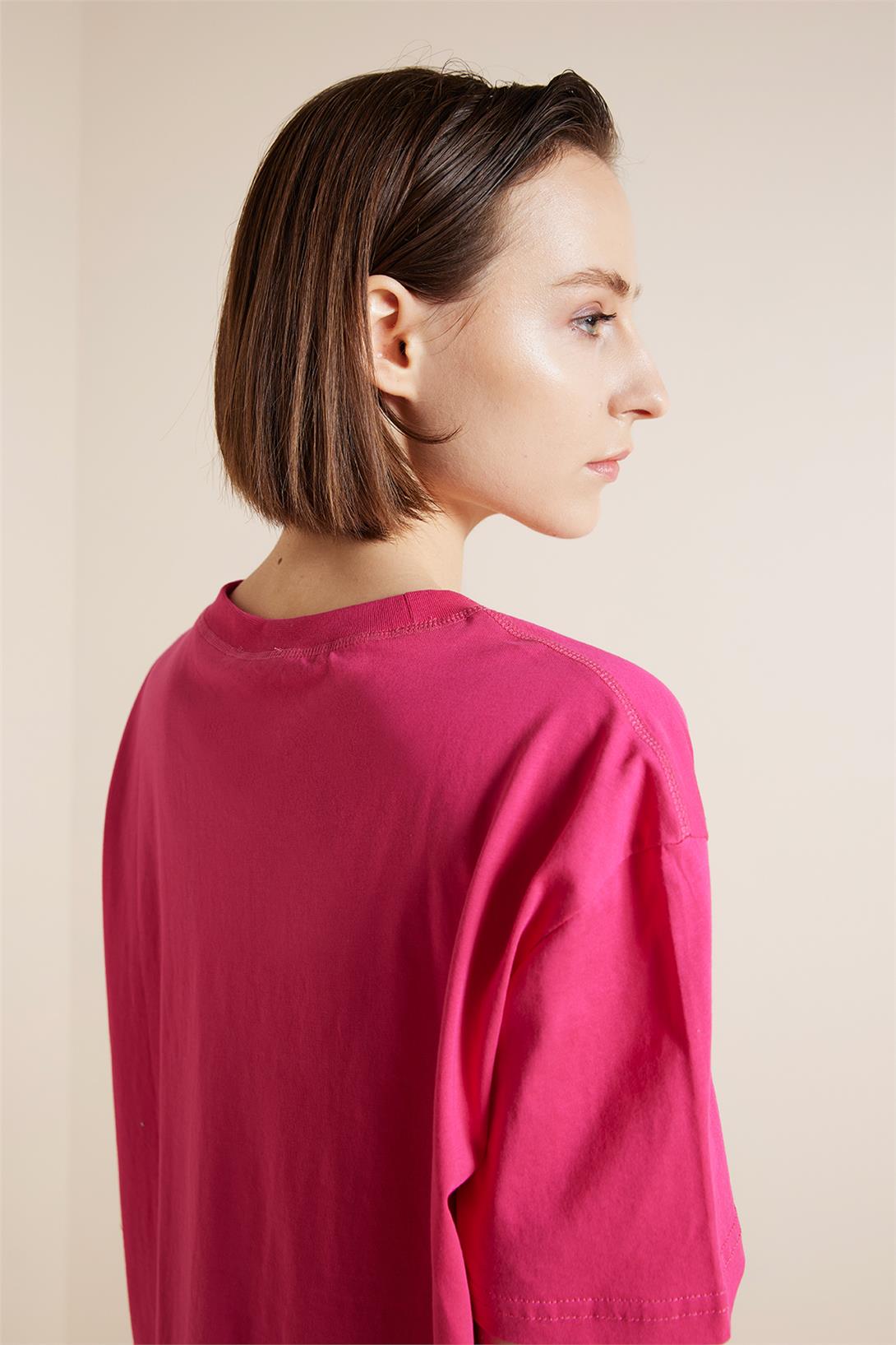 Avrile  BİSİKLET YAKA KISA KOLLU T-SHIRT FUŞYA A25-10341
