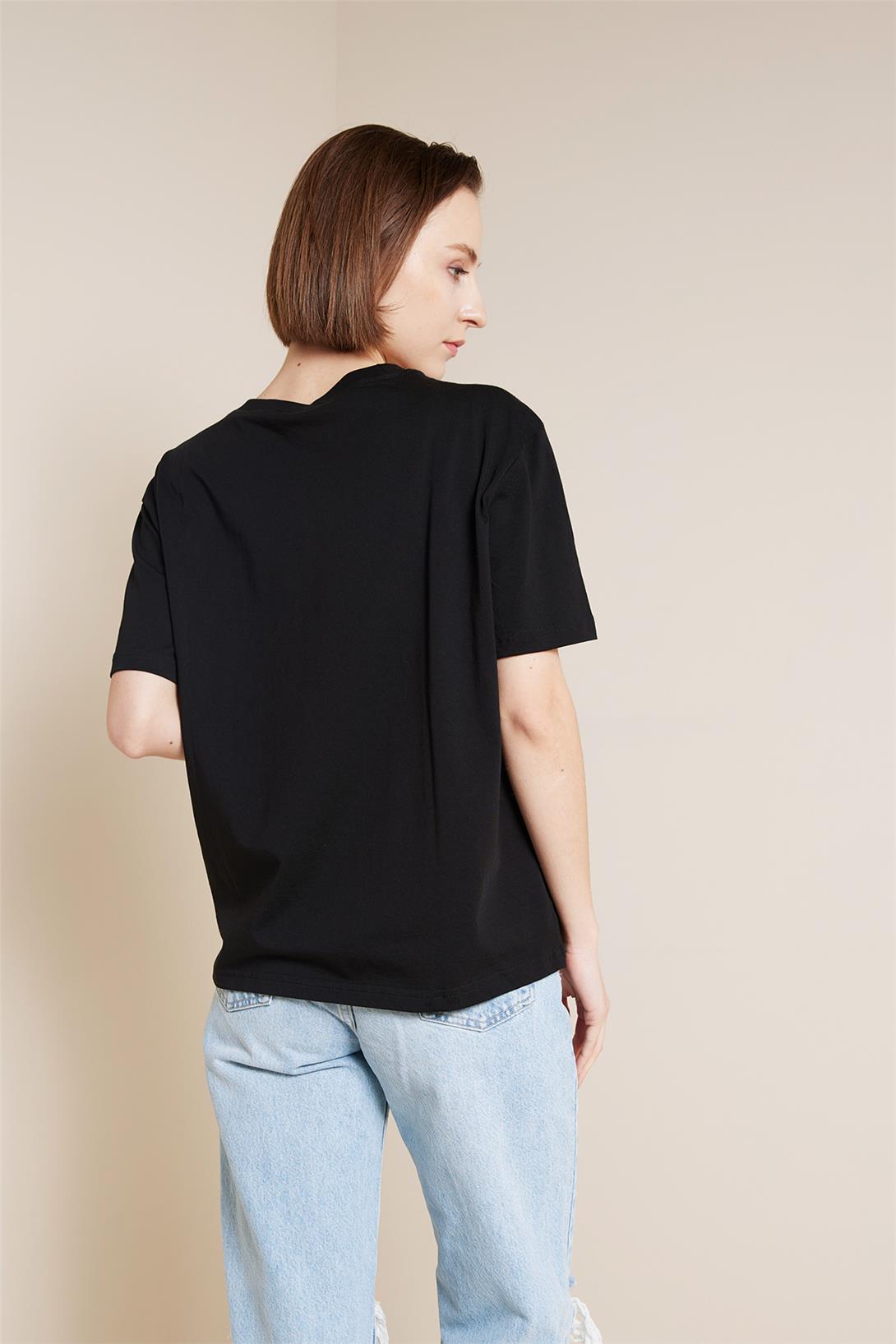 Avrile  BİSİKLET YAKA KISA KOLLU T-SHIRT SİYAH A25-10341
