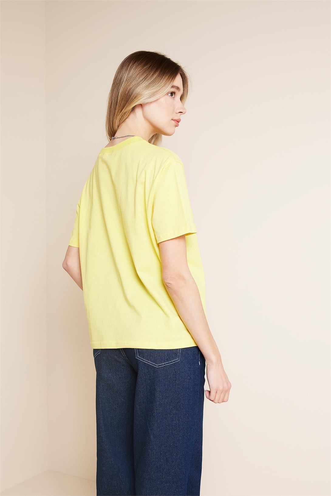 Avrile  BİSİKLET YAKA KISA KOLLU T-SHIRT SARI A25-10341