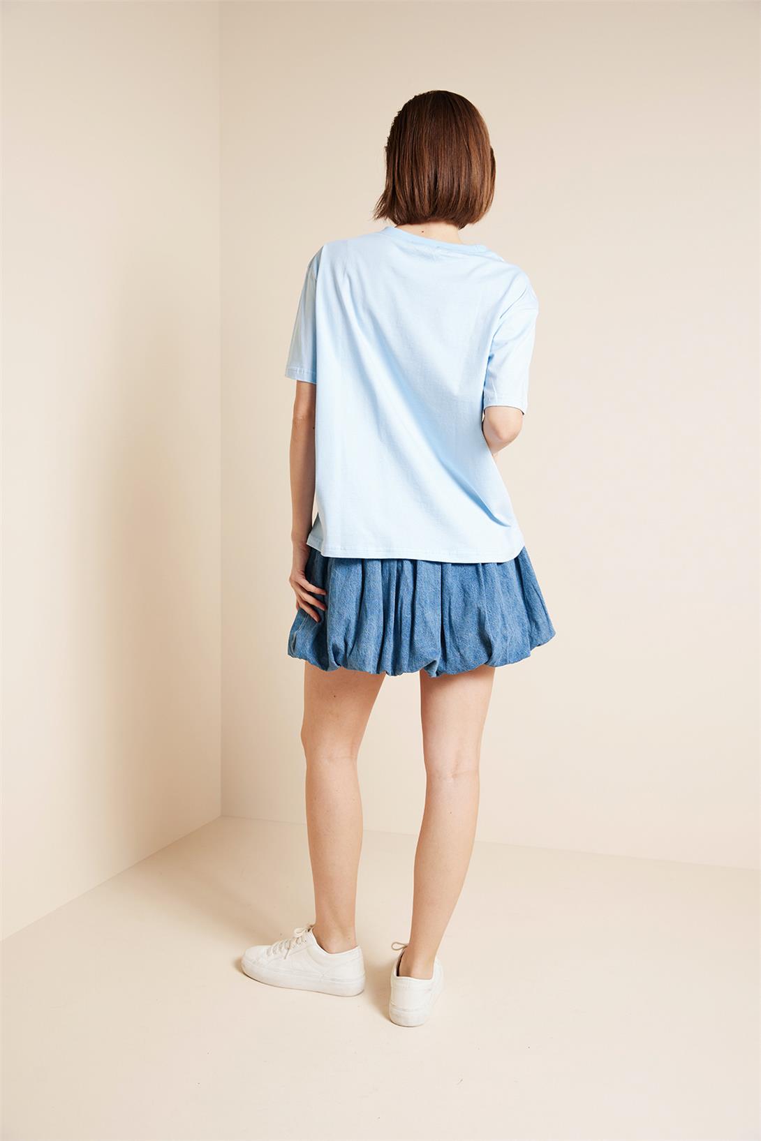 Avrile  BİSİKLET YAKA KISA KOLLU T-SHIRT AÇIK MAVİ A25-10341