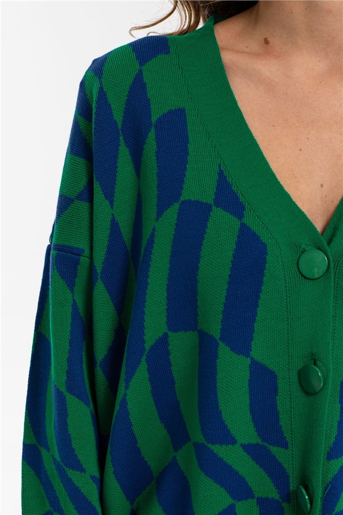 Avrile Çarpık Desenli Triko Hırka  BENETTON-SAKS  A91860-S