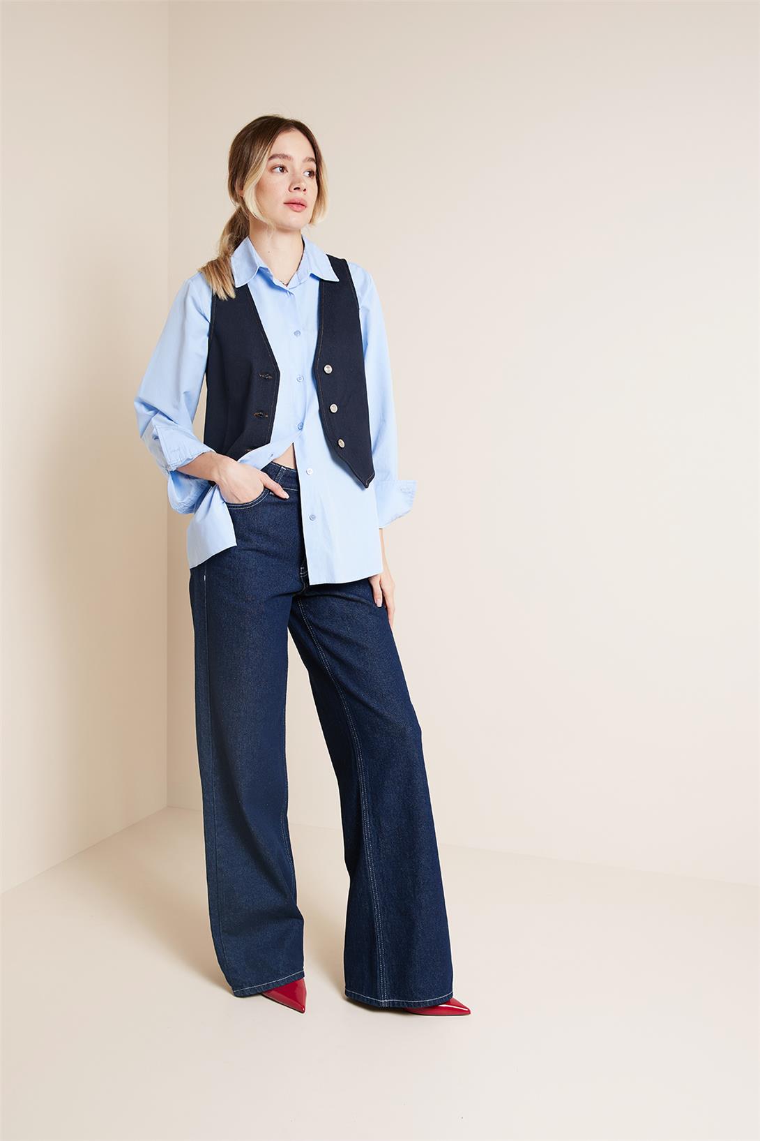 Avrile  CEP DETAYLI DENIM PANTOLON MAVİ AP25-775