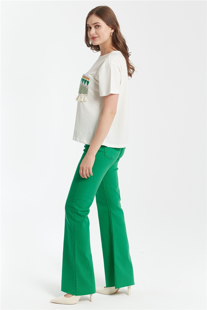 Avrile Cep Detaylı T-shirt  EKRU  A21-10525