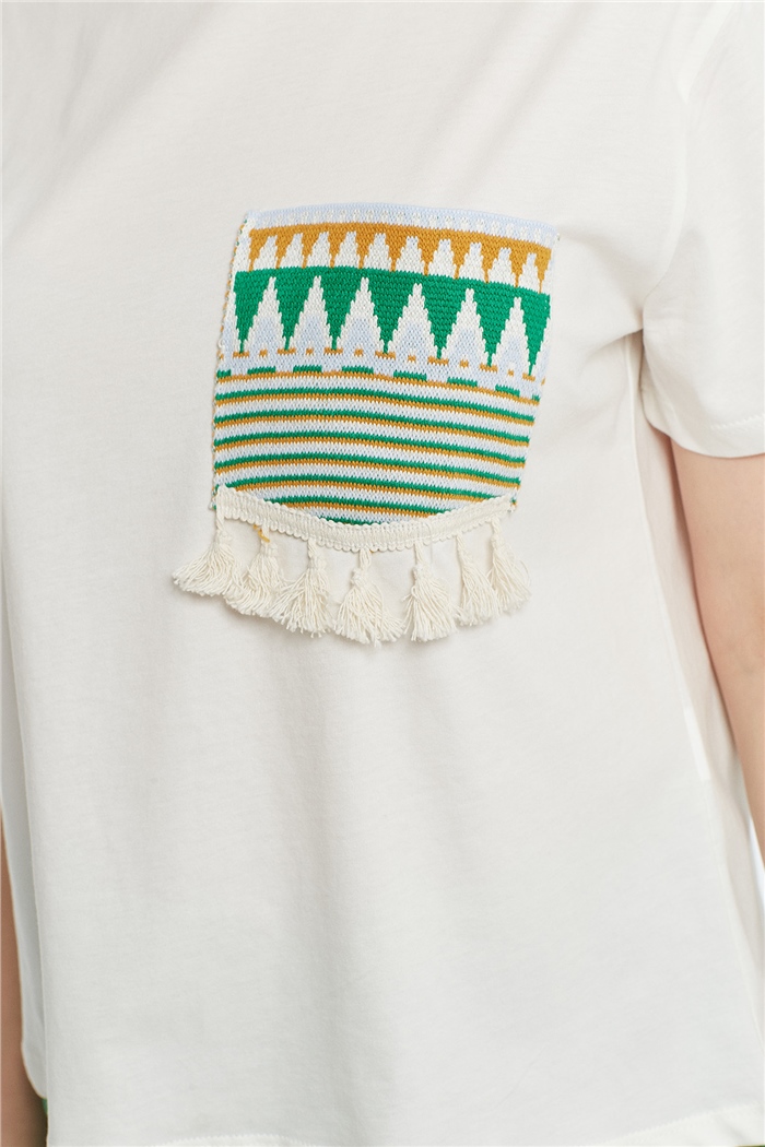 Avrile Cep Detaylı T-shirt  EKRU  A21-10525