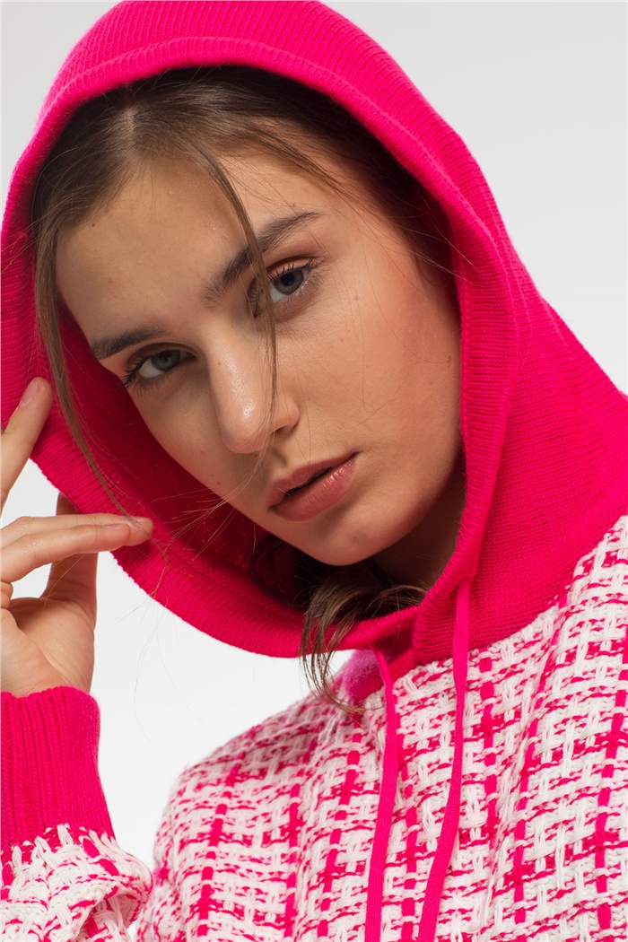 Avrile Chanel Triko Sweatshirt  FUŞYA-EKRU  A91891-S