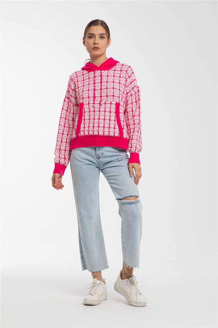 Avrile Chanel Triko Sweatshirt  FUŞYA-EKRU  A91891-S