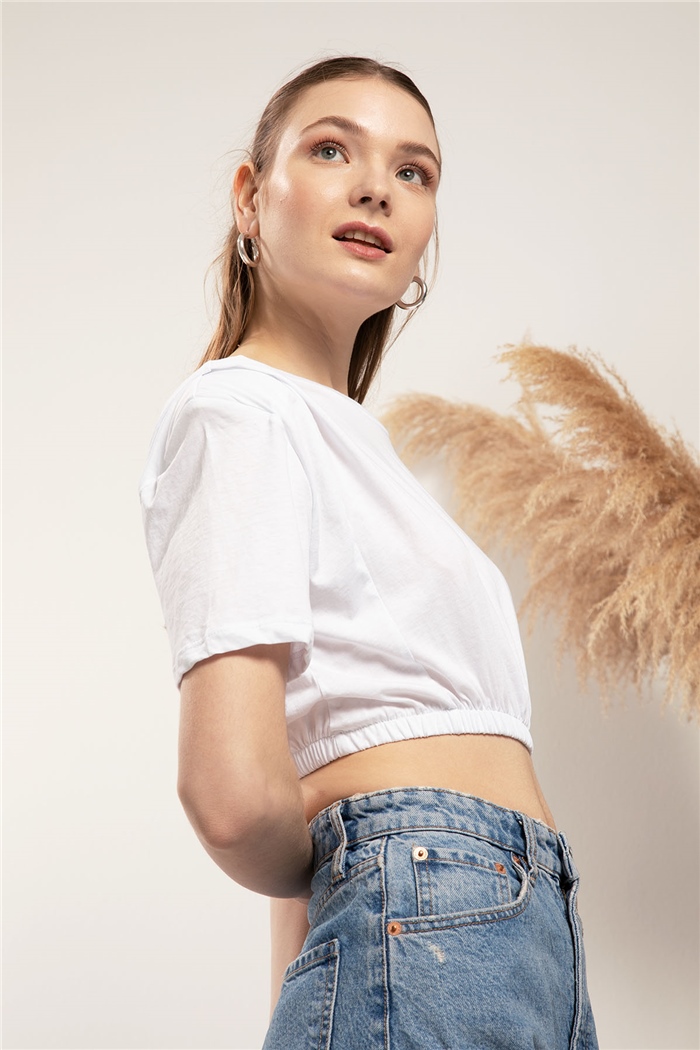 Avrile Crop T-Shirt  BEYAZ  A21-10396