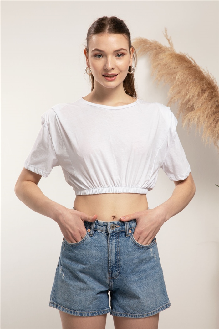 Avrile Crop T-Shirt  BEYAZ  A21-10396