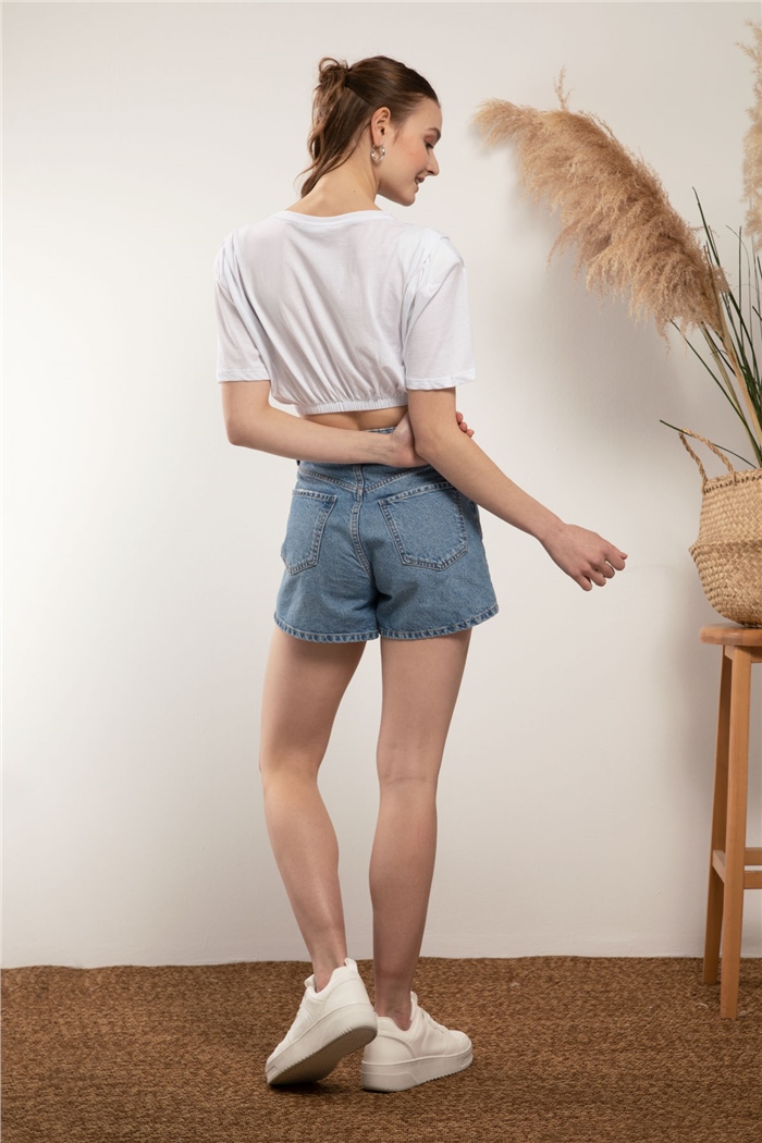 Avrile Crop T-Shirt  BEYAZ  A21-10396