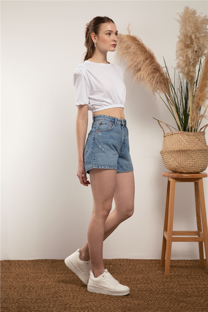 Avrile Crop T-Shirt  BEYAZ  A21-10396