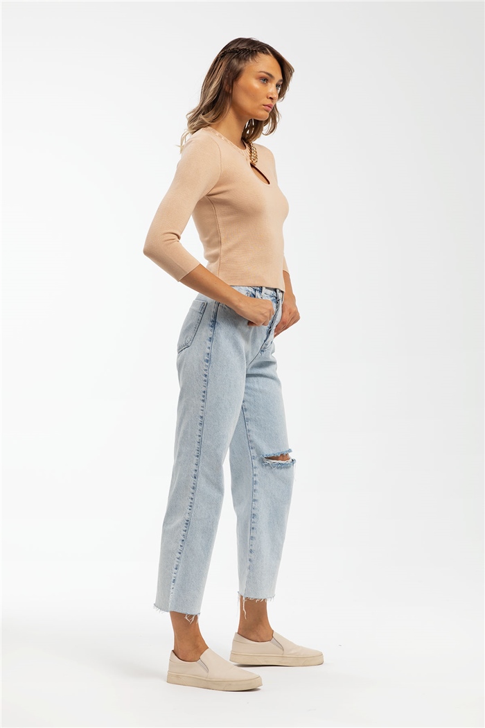 Avrile Damlalı Zincirli Triko Kazak  CAMEL  A91821-S
