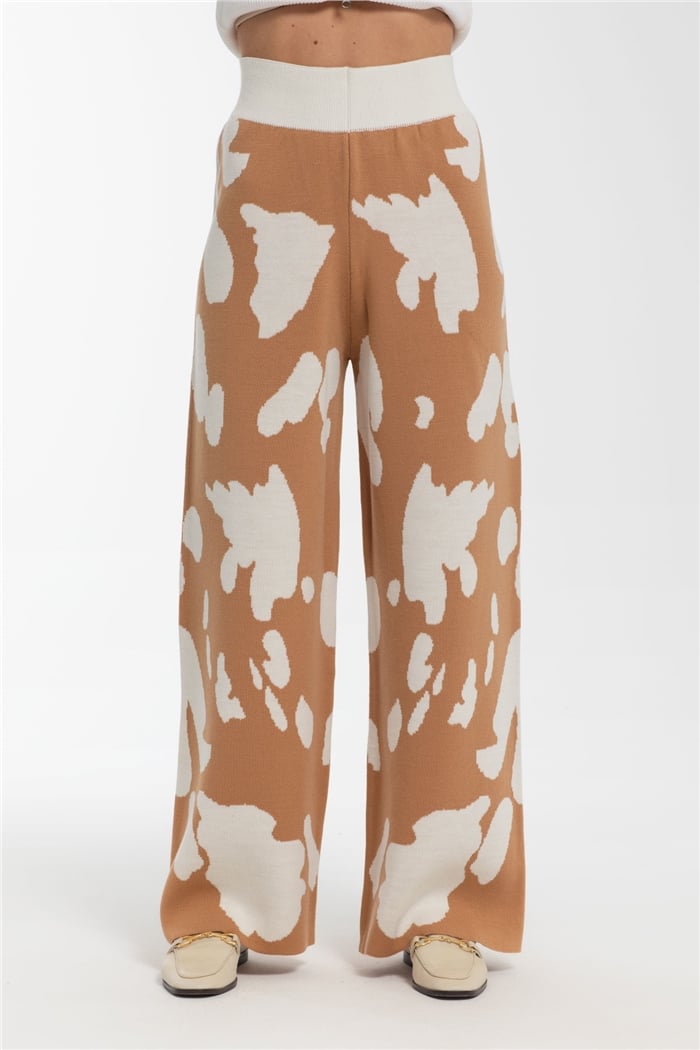 Avrile Dana Desenli Triko Pantolon  CAMEL-EKRU  A91862-S