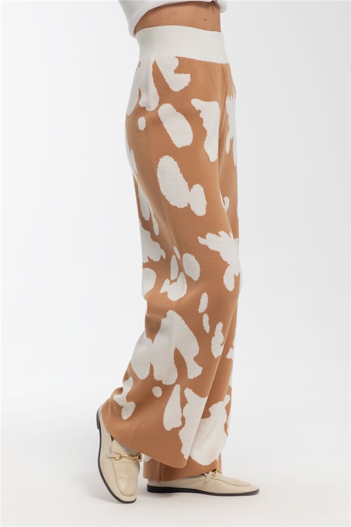 Avrile Dana Desenli Triko Pantolon  CAMEL-EKRU  A91862-S