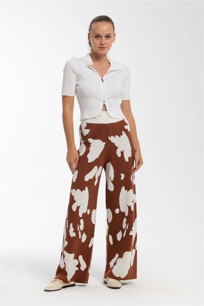 Avrile Dana Desenli Triko Pantolon  TABA-EKRU  A91862-S