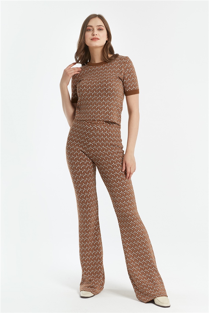 Avrile Desenli Takım  KAHVE-CAMEL  A92029-S