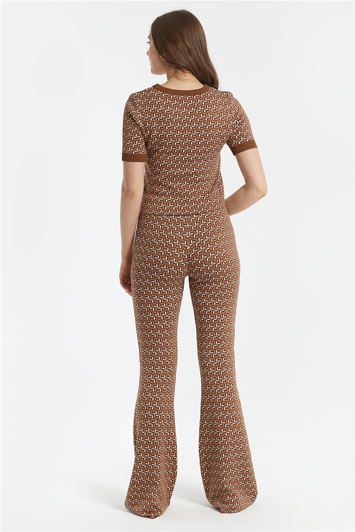 Avrile Desenli Takım  KAHVE-CAMEL  A92029-S