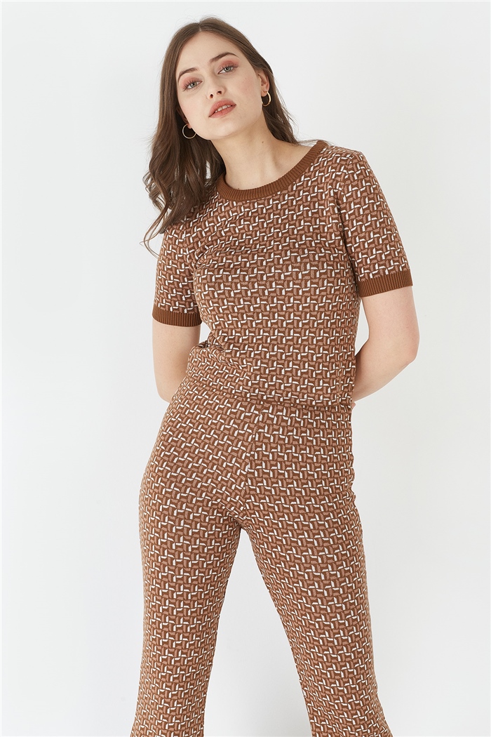 Avrile Desenli Takım  KAHVE-CAMEL  A92029-S