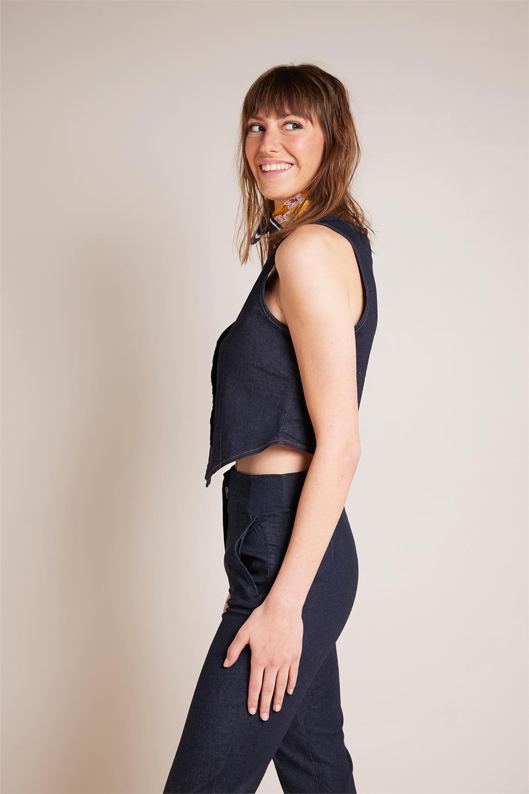 Avrile  DİKİŞ DETAYLI DENIM YELEK LACİVERT A25-10374