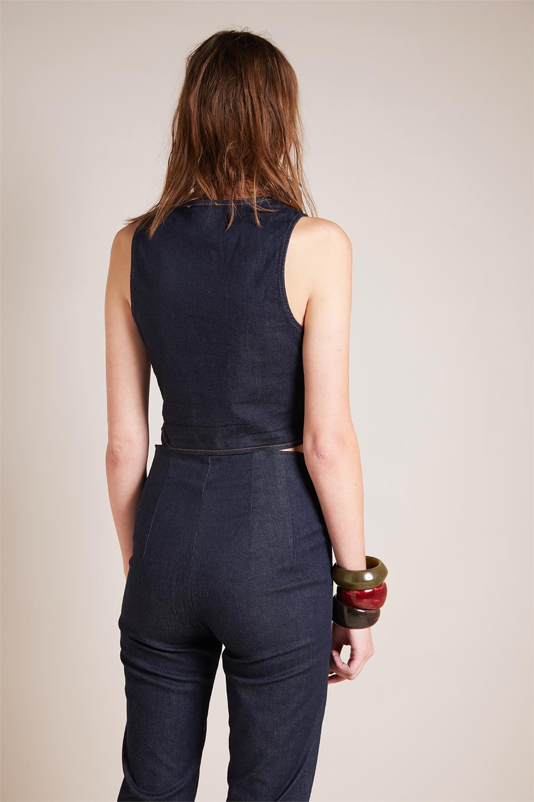 Avrile  DİKİŞ DETAYLI DENIM YELEK LACİVERT A25-10374