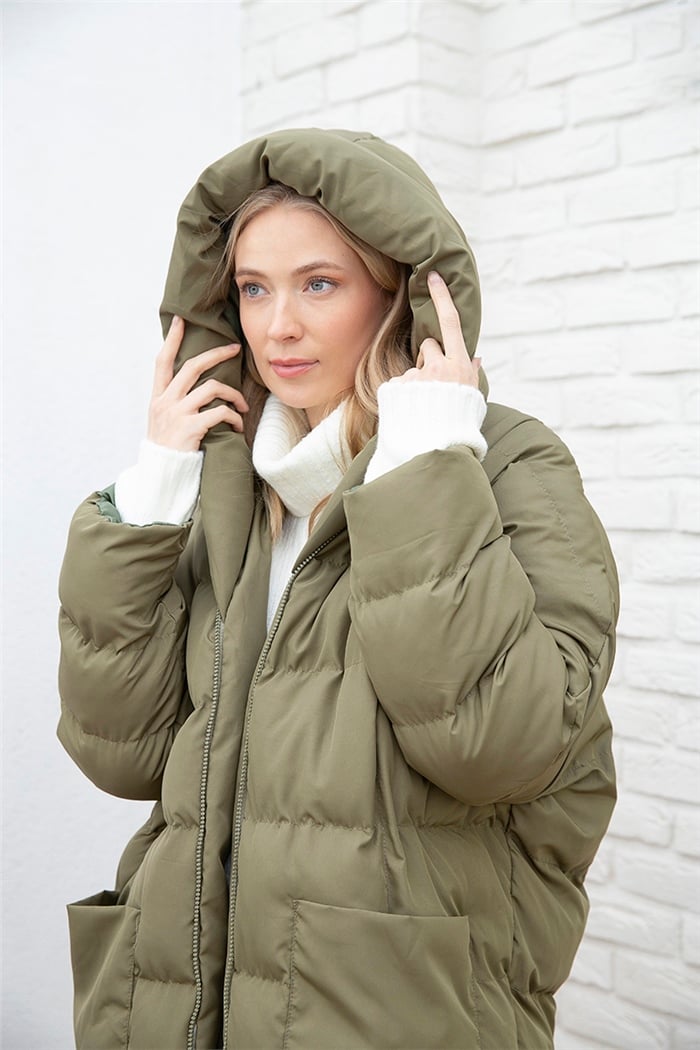 Avrile Dolumlu Şişme Mont  HAKİ  A20-10325