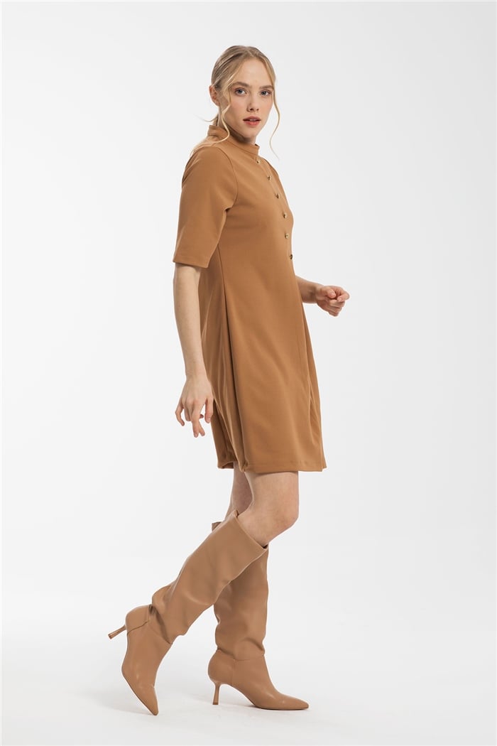 Avrile Düğmeli Elbise  CAMEL  A21-10518