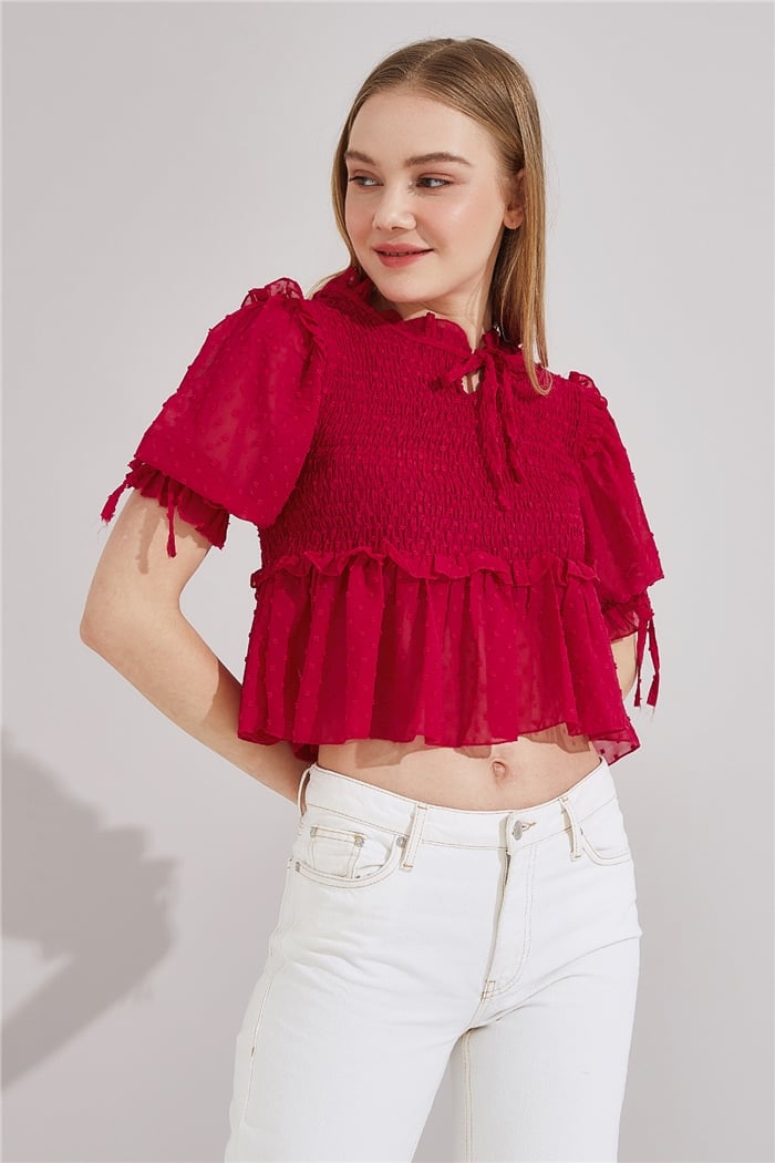 Avrile Fırfırlı Bluz  FUŞYA  A20-10242