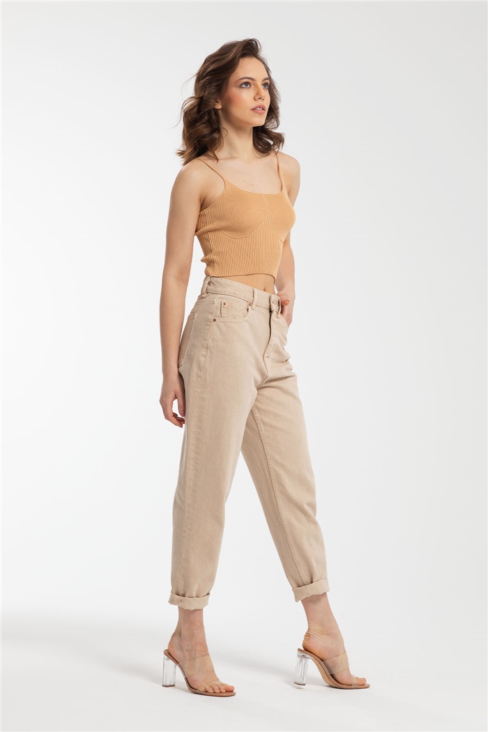 Avrile Fitilli Triko Bluz  CAMEL  A91711-S
