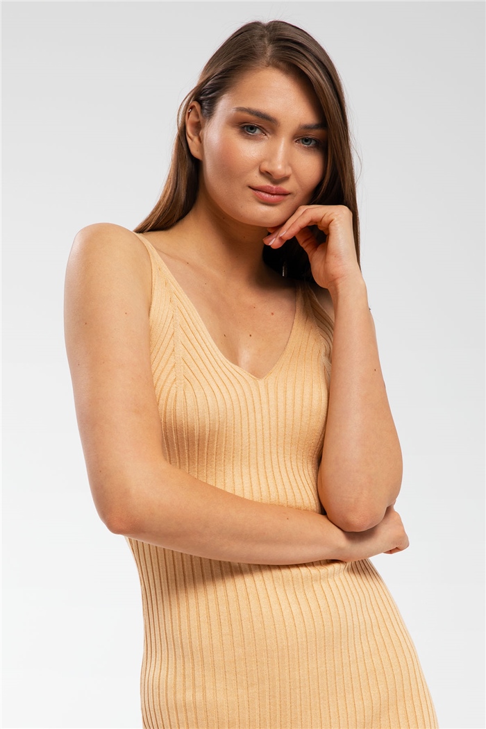 Avrile Fitilli Triko Elbise  CAMEL  A91774-S