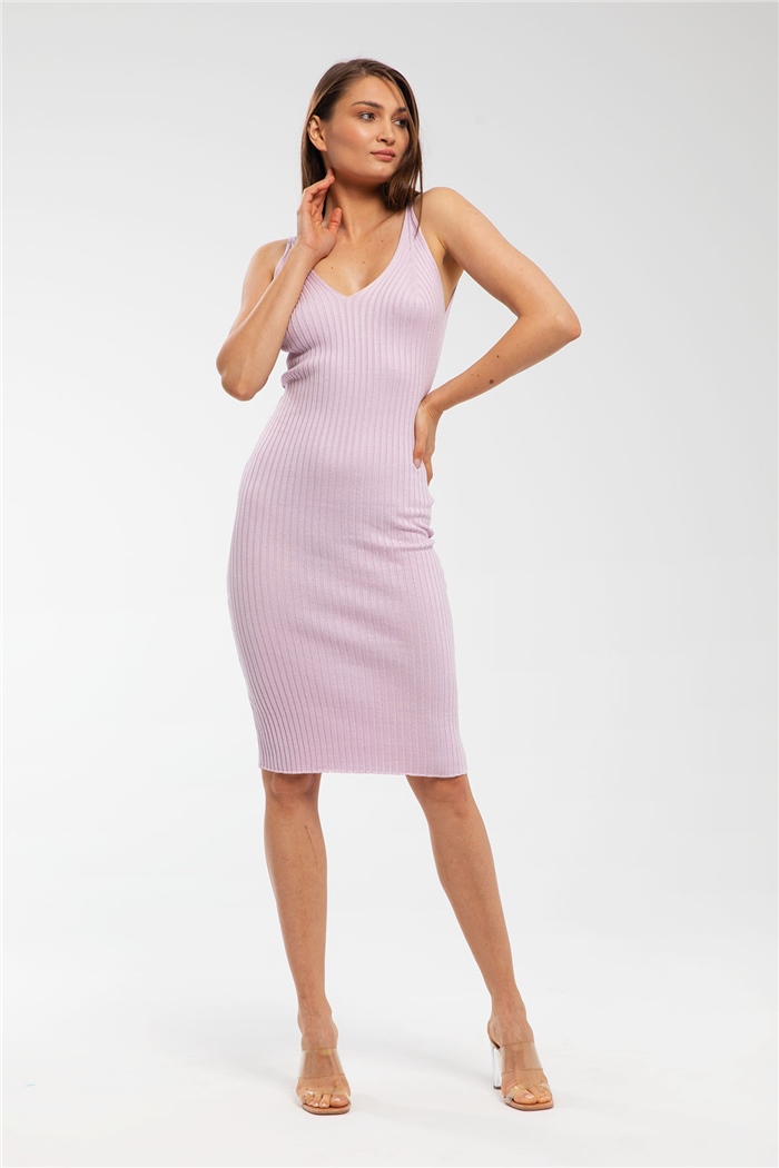 Avrile Fitilli Triko Elbise  LİLA  A91774-S