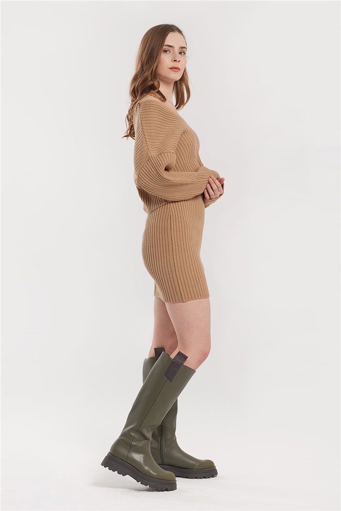 Avrile Fitilli Triko Elbise Ve Kazak  CAMEL  A91931-S