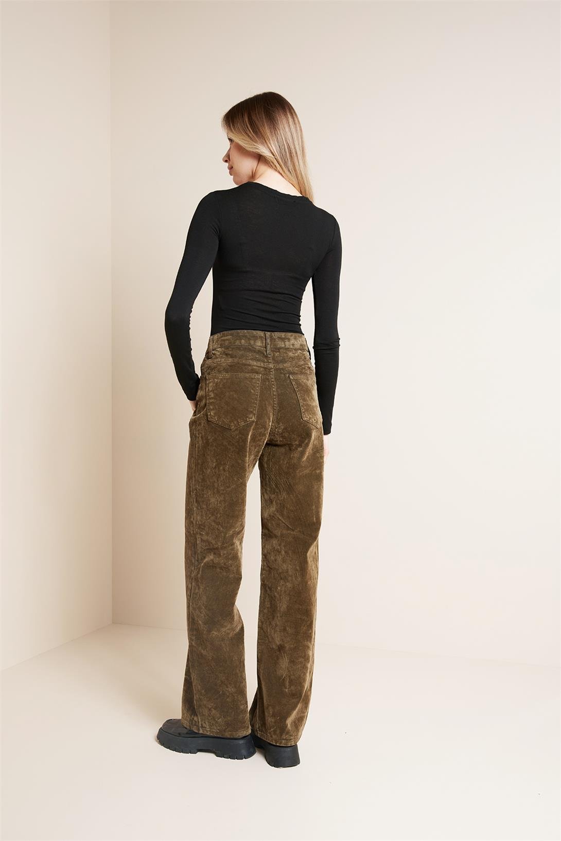 Avrile  FLOKLU STRAIGHT FIT DENIM PANTOLON YAĞ YEŞİLİ AP25-847