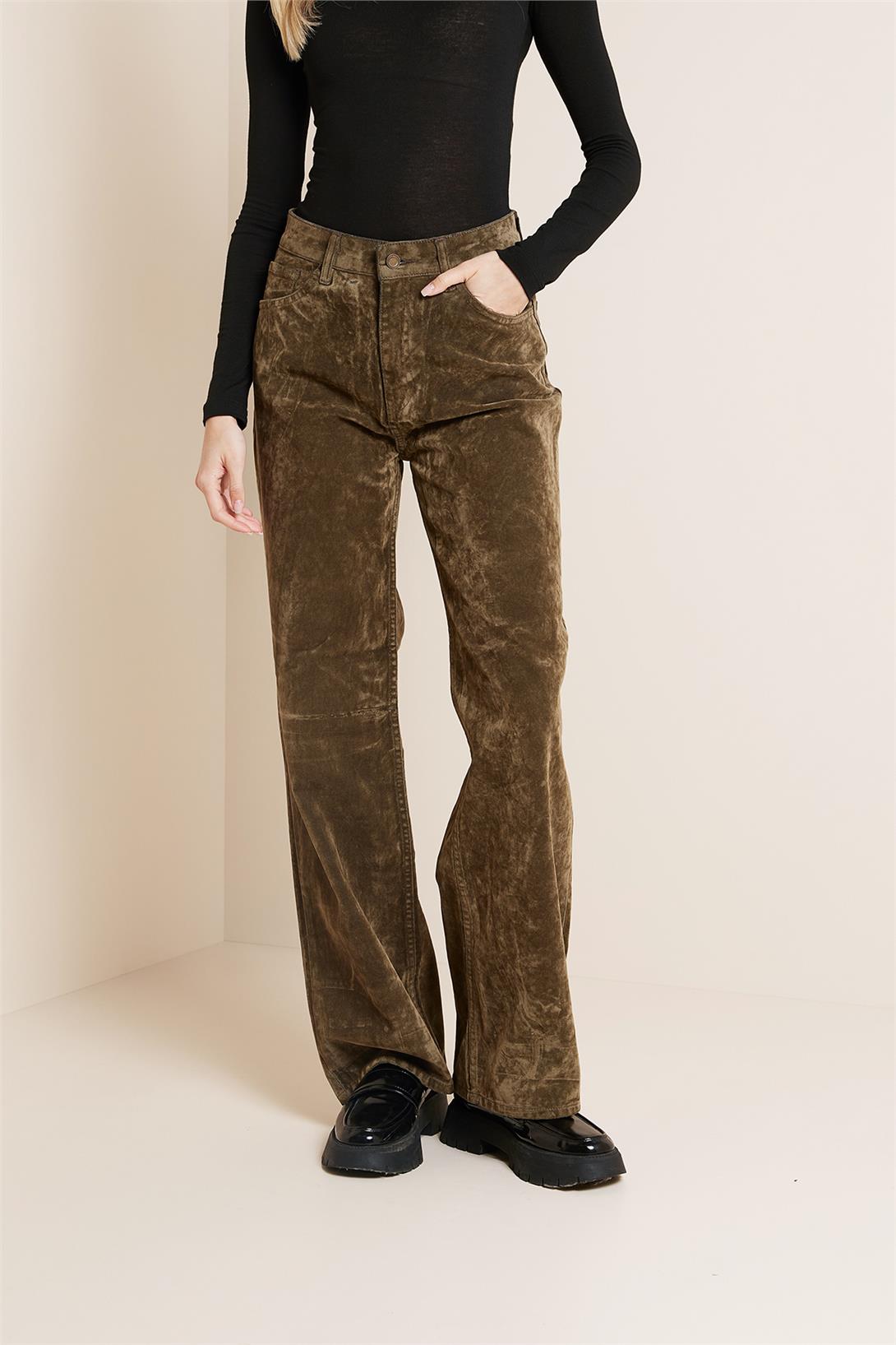 Avrile  FLOKLU STRAIGHT FIT DENIM PANTOLON YAĞ YEŞİLİ AP25-847