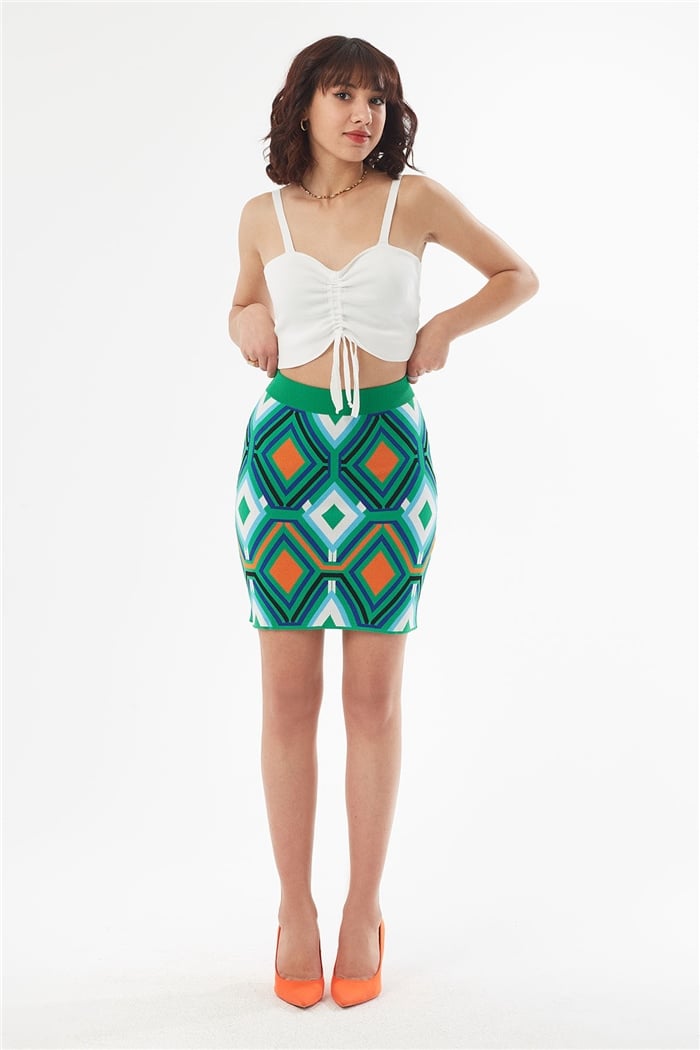 Avrile Geometrik Desenli Triko Etek  BENETTON  A92075-S